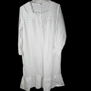 Ekouaer Womens White Cotton Nightgown XXL Long Sleeve Victorian Style Sleepwear